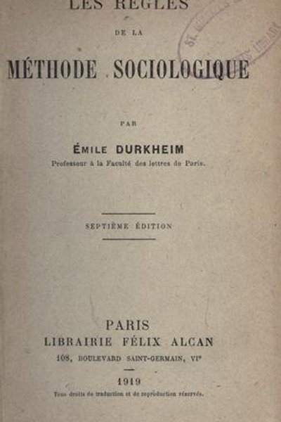 Cover of Les règles de la méthode sociologique
