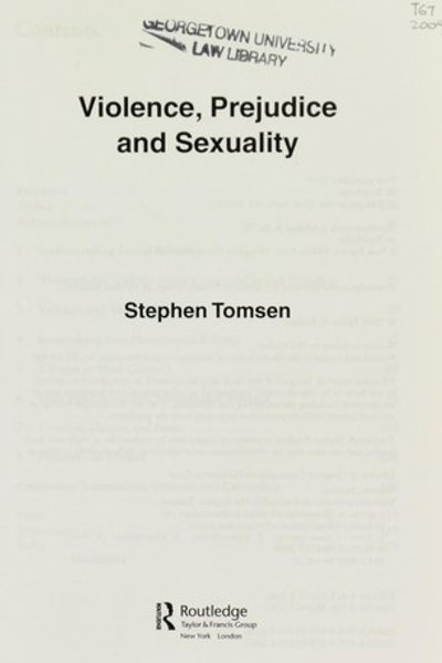 Cover of Violence, prejudice and sexuality