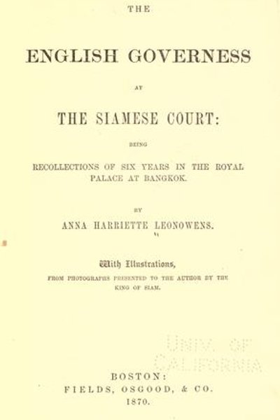 Cover of The English Governess at the Siamese Court